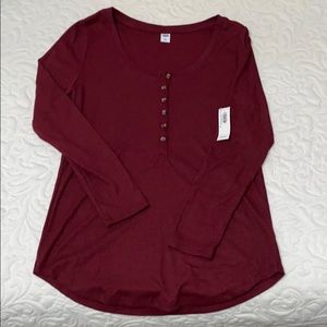 Brand new maroon button up top